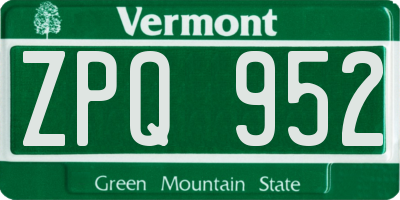 VT license plate ZPQ952
