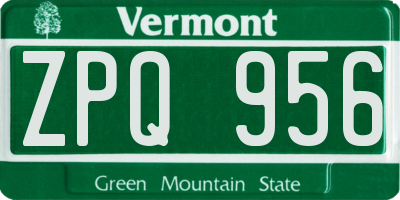 VT license plate ZPQ956