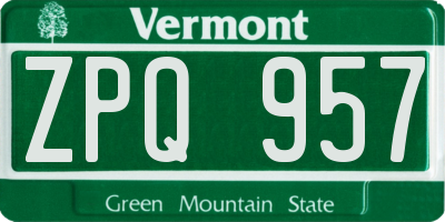VT license plate ZPQ957