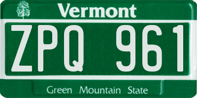 VT license plate ZPQ961