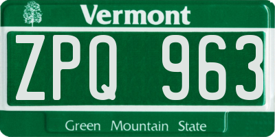VT license plate ZPQ963