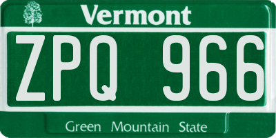 VT license plate ZPQ966