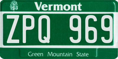 VT license plate ZPQ969