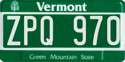 VT license plate ZPQ970