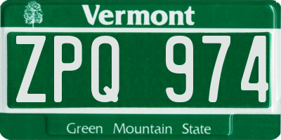 VT license plate ZPQ974