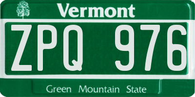 VT license plate ZPQ976
