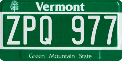 VT license plate ZPQ977