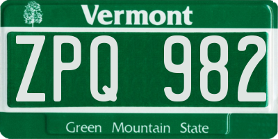 VT license plate ZPQ982