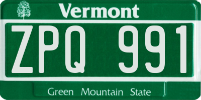VT license plate ZPQ991