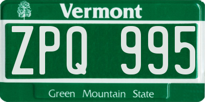 VT license plate ZPQ995
