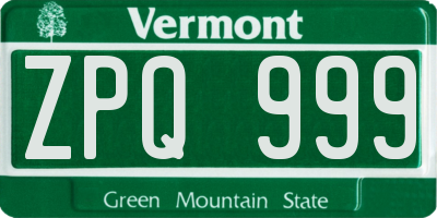 VT license plate ZPQ999