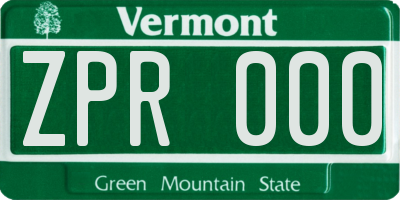 VT license plate ZPR000