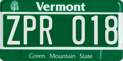 VT license plate ZPR018