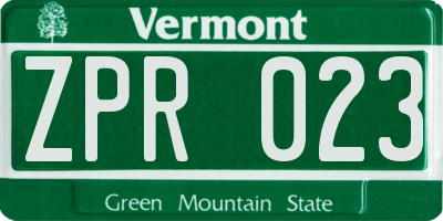VT license plate ZPR023