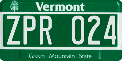 VT license plate ZPR024