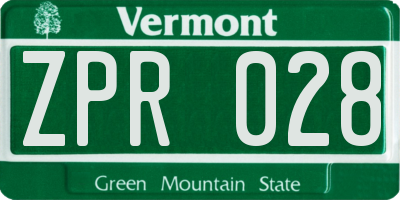 VT license plate ZPR028