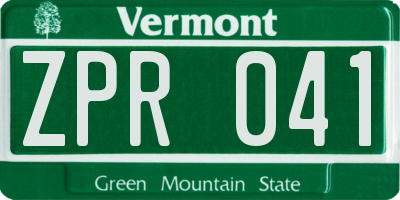 VT license plate ZPR041