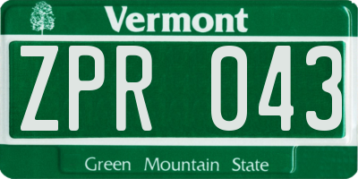 VT license plate ZPR043