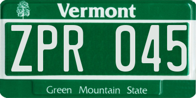 VT license plate ZPR045