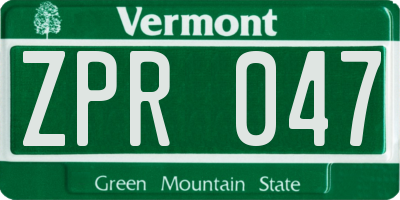 VT license plate ZPR047