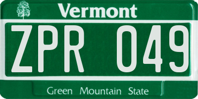 VT license plate ZPR049
