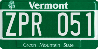 VT license plate ZPR051