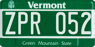 VT license plate ZPR052