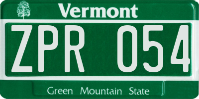 VT license plate ZPR054