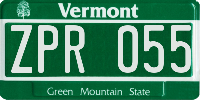 VT license plate ZPR055