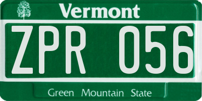 VT license plate ZPR056