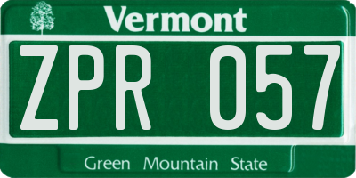 VT license plate ZPR057
