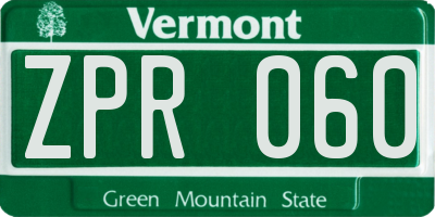 VT license plate ZPR060