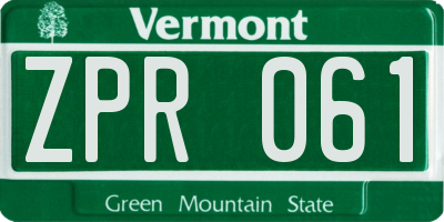 VT license plate ZPR061