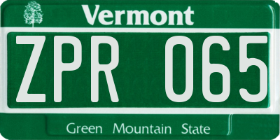 VT license plate ZPR065