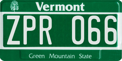 VT license plate ZPR066