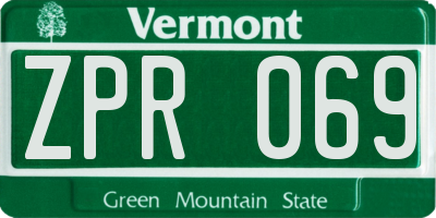 VT license plate ZPR069