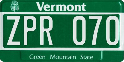 VT license plate ZPR070