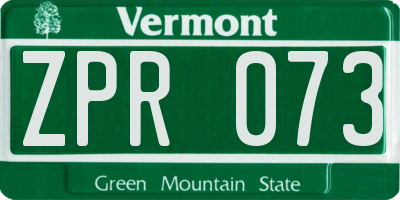 VT license plate ZPR073