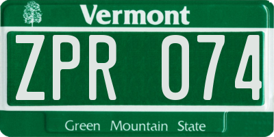VT license plate ZPR074