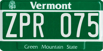 VT license plate ZPR075
