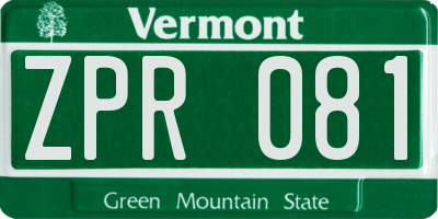 VT license plate ZPR081