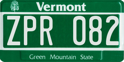 VT license plate ZPR082