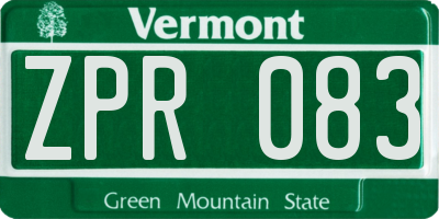VT license plate ZPR083