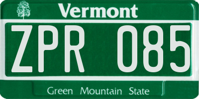 VT license plate ZPR085