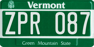 VT license plate ZPR087
