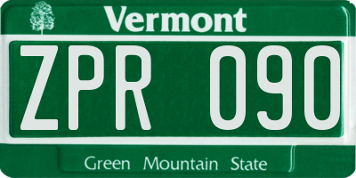 VT license plate ZPR090
