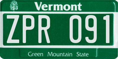 VT license plate ZPR091