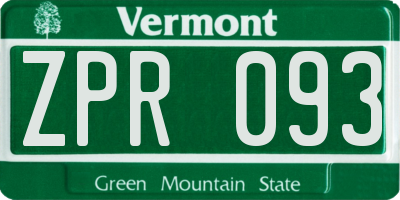 VT license plate ZPR093