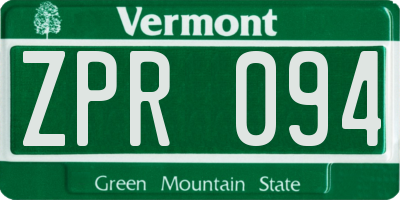 VT license plate ZPR094