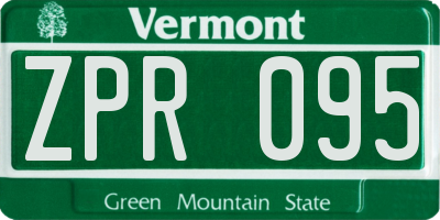 VT license plate ZPR095